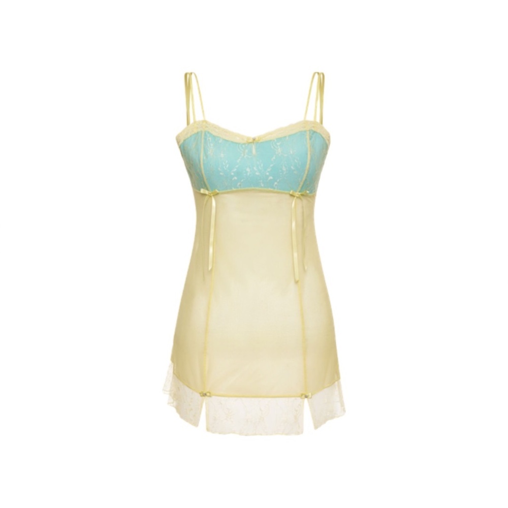 Frankie's Bikinis x Guizio Normandy Dress in Sea Glass large mesh cover up slip